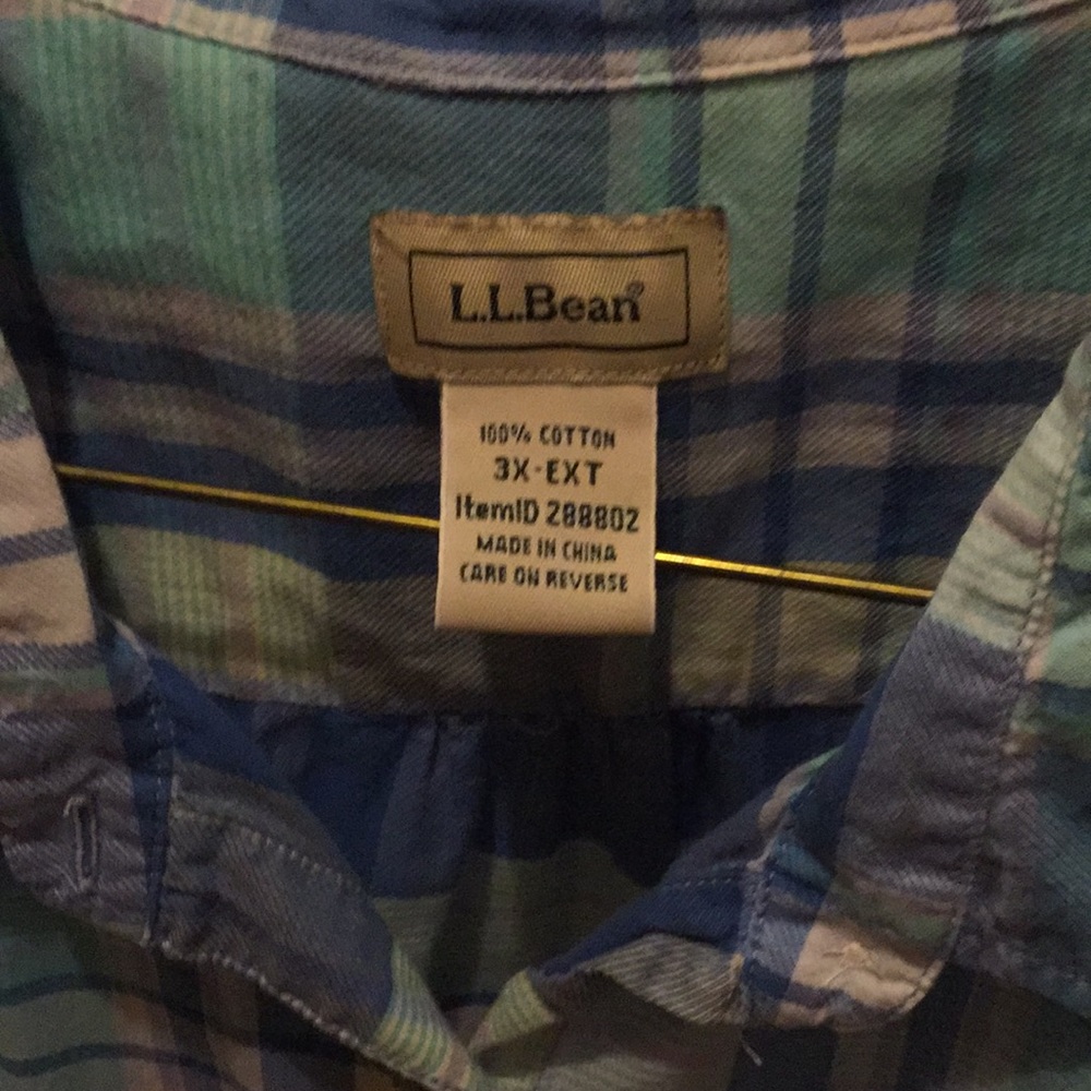 L.L.Bean summer plaid s/s shirt size 3X
